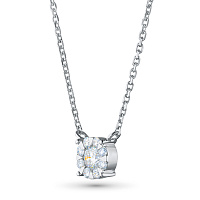 Sterling Silver Necklace with 9 Round-Cut Lab-Created Diamonds 0.301 CT.TW - изображение 2