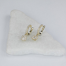 14K Yellow Gold Earrings with 40 Round-Cut Lab-Created Diamonds 0.578 CT.TW