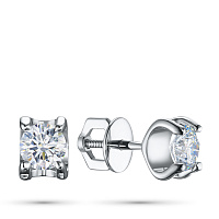 Sterling Silver Earring Studs with 2 Round-Cut Lab-Created Diamonds 0.6 CT.TW - изображение 1