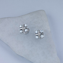 14K White Gold Earring Studs with 8 Round-Cut Lab-Created Diamonds 0.498 CT.TW