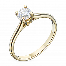 14K Yellow Gold Ring with 1 Round-Cut Lab-Created Diamond 0.574 CT.TW