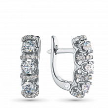 14K White Gold Earrings with 54 Round-Cut Lab-Created Diamonds 1.103 CT.TW