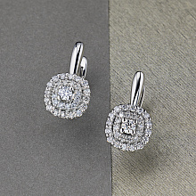 14K White Gold Earrings with 58 Round-Cut Lab-Created Diamonds 0.701 CT.TW