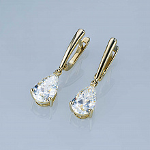 14K Yellow Gold Earrings with 2 Pear-Cut Lab-Created Diamonds 4.15 CT.TW