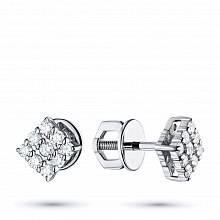 White Gold Earring Studs with 18 Round-Cut Diamonds 0.36 CT.TW