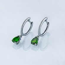 Sterling Silver Earrings with 2 Pear-Cut Chromdiopsides 1.489 CT.TW