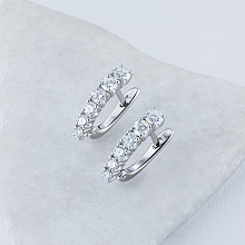 14K White Gold Earrings with 12 Round-Cut Lab-Created Diamonds 0.909 CT.TW