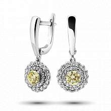 14K White Gold Earrings with 64 Round-Cut Lab-Created Diamonds 1.45 CT.TW