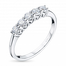 14K White Gold Ring with 5 Round-Cut Lab-Created Diamonds 0.393 CT.TW