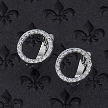 14K White Gold Earrings with 42 Round-Cut Lab-Created Diamonds 0.33 CT.TW