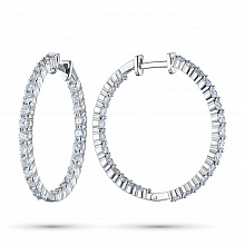 14K White Gold Earrings with 54 Round-Cut Lab-Created Diamonds 3.271 CT.TW