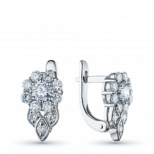 14K White Gold Earrings with 24 Round-Cut Lab-Created Diamonds 1.34 CT.TW