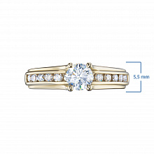 14K Yellow Gold Ring with 14 Round-Cut Lab-Created Diamonds 1.096 CT.TW