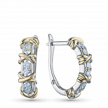 14K White and Yellow Gold Earrings with 12 Round-Cut Lab-Created Diamonds 0.461 CT.TW