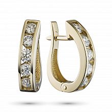 14K Yellow Gold Earrings with 10 Round-Cut Lab-Created Diamonds 2.173 CT.TW