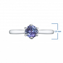 Sterling Silver Ring with 1 Round-Cut Tanzanite 0.475 CT.TW
