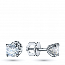 14K White Gold Earring Studs with 2 Round-Cut Lab-Created Diamonds 2.02 CT.TW