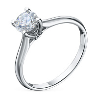 14K White Gold Ring with 1 Round-Cut Lab-Created Diamond 0.351 CT.TW - изображение 1