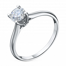 14K White Gold Ring with 1 Round-Cut Lab-Created Diamond 0.351 CT.TW