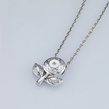 Sterling Silver Pendant with 1 Round-Cut Lab-Created Diamond 0.012 CT.TW