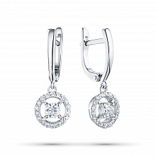 Sterling Silver Earrings with 38 Round-Cut Lab-Created Diamonds 1.276 CT.TW