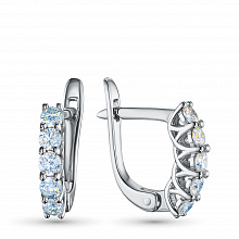 Sterling Silver Earrings with 10 Round-Cut Lab-Created Diamonds 0.731 CT.TW