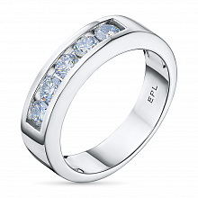14K White Gold Ring with 5 Round-Cut Lab-Created Diamonds 0.746 CT.TW