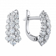 14K White Gold Earrings with 32 Round-Cut Lab-Created Diamonds 1.88 CT.TW