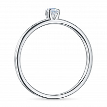 Sterling Silver Ring with 1 Round-Cut Lab-Created Diamond 0.11 CT.TW