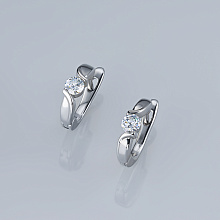 Sterling Silver Earrings with 2 Round-Cut Lab-Created Diamonds 0.308 CT.TW