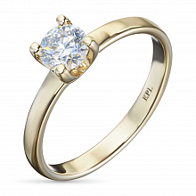 14K Yellow Gold Ring with 1 Round-Cut Lab-Created Diamond 0.311 CT.TW