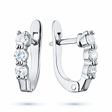14K White Gold Earrings with 6 Round-Cut Lab-Created Diamonds 0.401 CT.TW