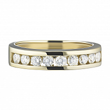 14K Yellow Gold Ring with 9 Round-Cut Lab-Created Diamonds 0.379 CT.TW