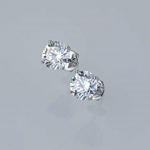 14K White Gold Earring Studs with 2 Round-Cut Lab-Created Diamonds 4.26 CT.TW