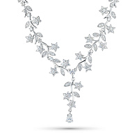 14K White Gold Necklace with 196 Round-Cut Lab-Created Diamonds 4.637 CT.TW - изображение 1