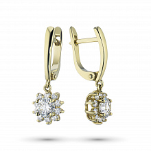 14K Yellow Gold Earrings with 22 Round-Cut Lab-Created Diamonds 1.003 CT.TW
