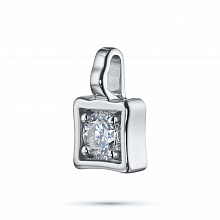 Sterling Silver Pendant with 1 Round-Cut Lab-Created Diamond 0.204 CT.TW
