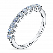 Sterling Silver Ring with 9 Round-Cut Lab-Created Diamonds 0.435 CT.TW