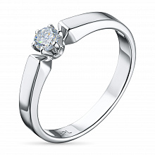 Sterling Silver Ring with 1 Round-Cut Lab-Created Diamond 0.287 CT.TW