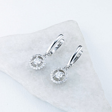 14K White Gold Earrings with 38 Round-Cut Lab-Created Diamonds 0.927 CT.TW