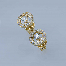 14K Yellow Gold Earring Studs with 32 Round-Cut Lab-Created Diamonds 0.512 CT.TW