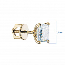 14K Yellow Gold Earring Studs with 2 Princess-Cut Lab-Created Diamonds 2.099 CT.TW