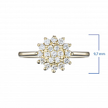 Yellow Gold Ring with 19 Round-Cut Diamonds 0.353 CT.TW