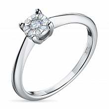 14K White Gold Ring with 9 Round-Cut Lab-Created Diamonds 0.135 CT.TW