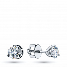 Sterling Silver Earring Studs with 2 Round-Cut Lab-Created Diamonds 0.459 CT.TW