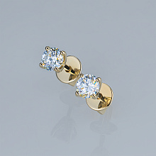 14K Yellow Gold Earring Studs with 2 Round-Cut Lab-Created Diamonds 1.304 CT.TW