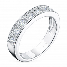 14K White Gold Ring with 7 Round-Cut Lab-Created Diamonds 0.619 CT.TW