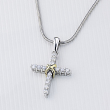 14K White and Yellow Gold Pendant with 14 Round-Cut Lab-Created Diamonds 0.287 CT.TW