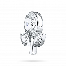 Sterling Silver Pendant with 1 Round-Cut Lab-Created Diamond 0.012 CT.TW