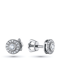 Sterling Silver Earring Studs with 30 Round-Cut Lab-Created Diamonds 0.287 CT.TW - изображение 1